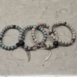 Elegant Beaded Bracelet Set with Silver Accents